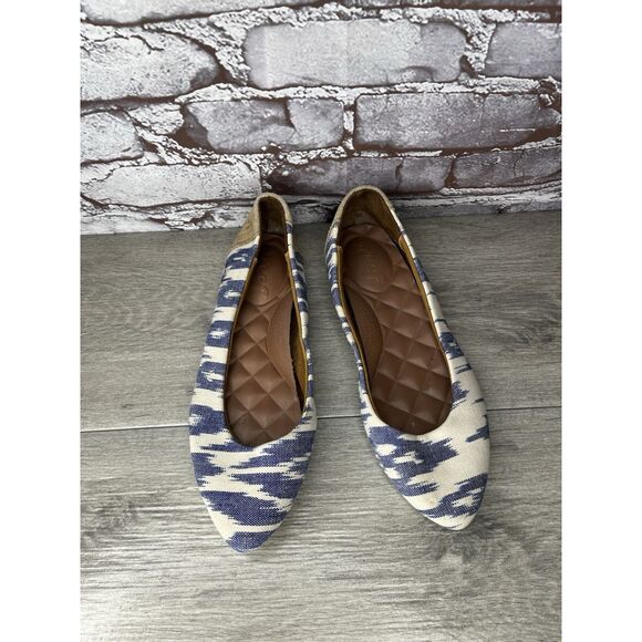 Reef Bochica 2 Canvas Blue White Pointed Toe Ballet Flats Women Sz 8.5M US/39EU - Picture 1 of 16